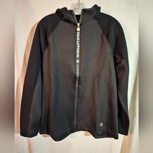 Nautica Competition Women's Sherpa Trimmed Full Zip Hoodie In Black Size Large